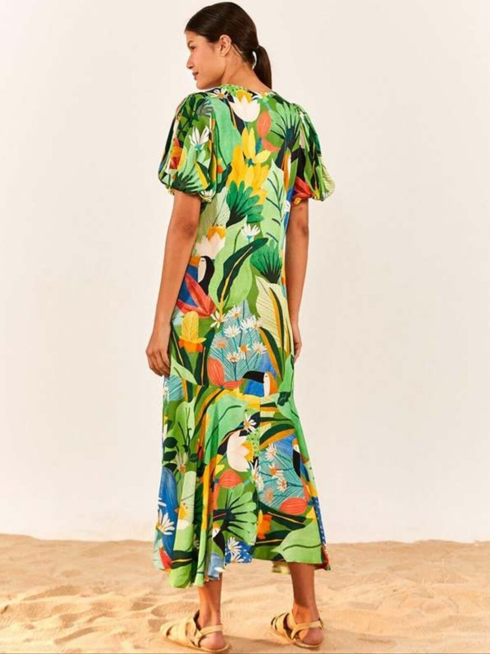 Farm Rio Vintage Toucans Button Down Midi Dress - Picture 5 of 16